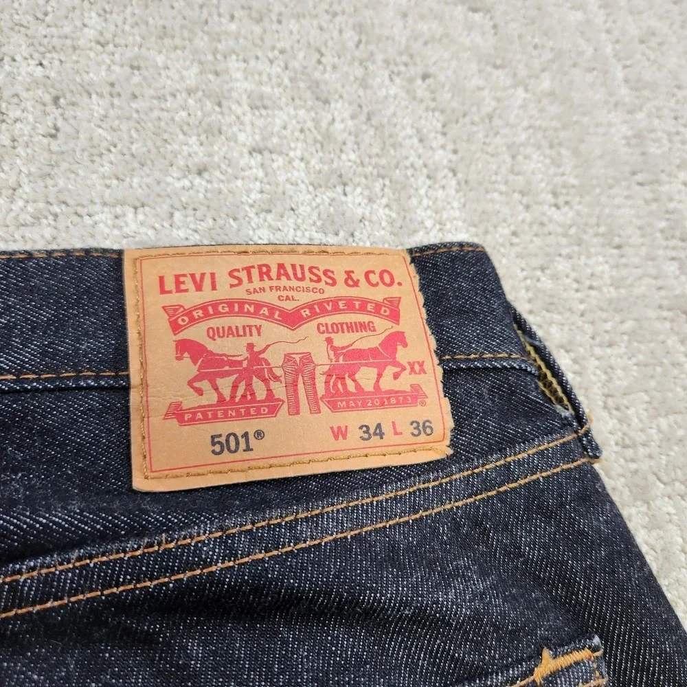 Levis 501 Jeans Men 34x34 *READ Black Denim Straight Leg Button Fly 100% Cotton